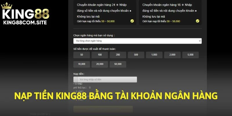 Cách giao dịch tại King88 nhanh chóng qua ngân hàng trực tuyến