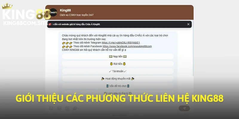 Giới thiệu các phương thức liên hệ King88 cho thành viên mới